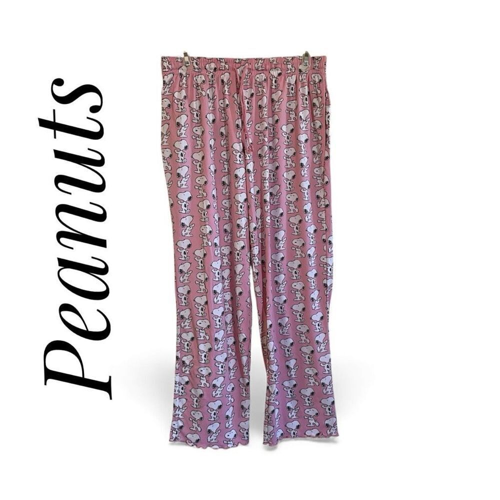 Peanuts Small Pajama Bottoms Pants Snoopy Print Pink